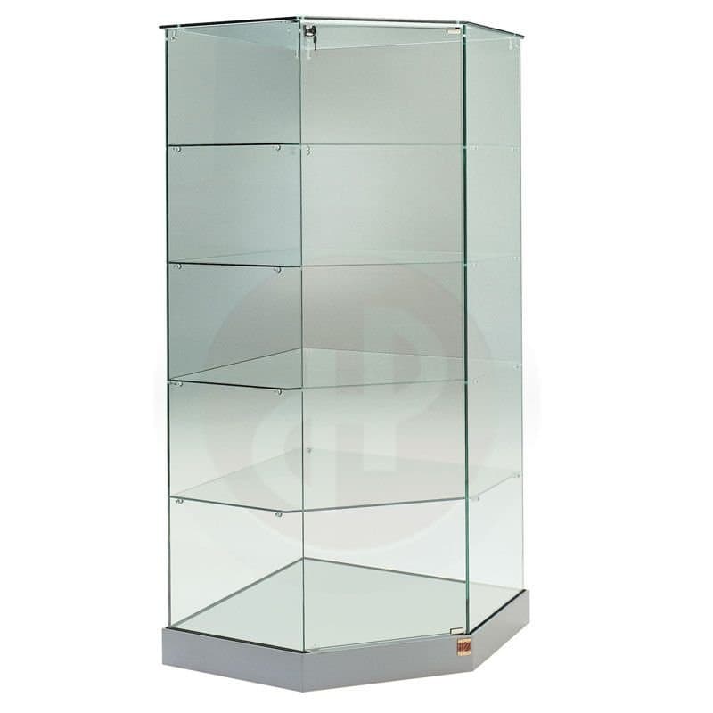Aqua tower corner showcase with glass top 73cm wide