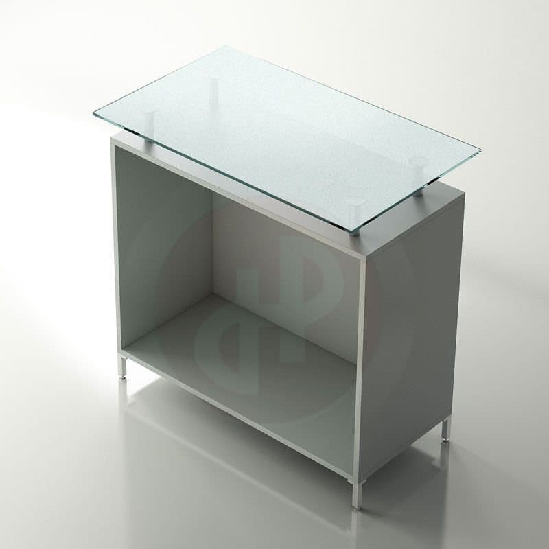 Aqua solid retail counter with glass top 100cm wide 60 depth — image 1