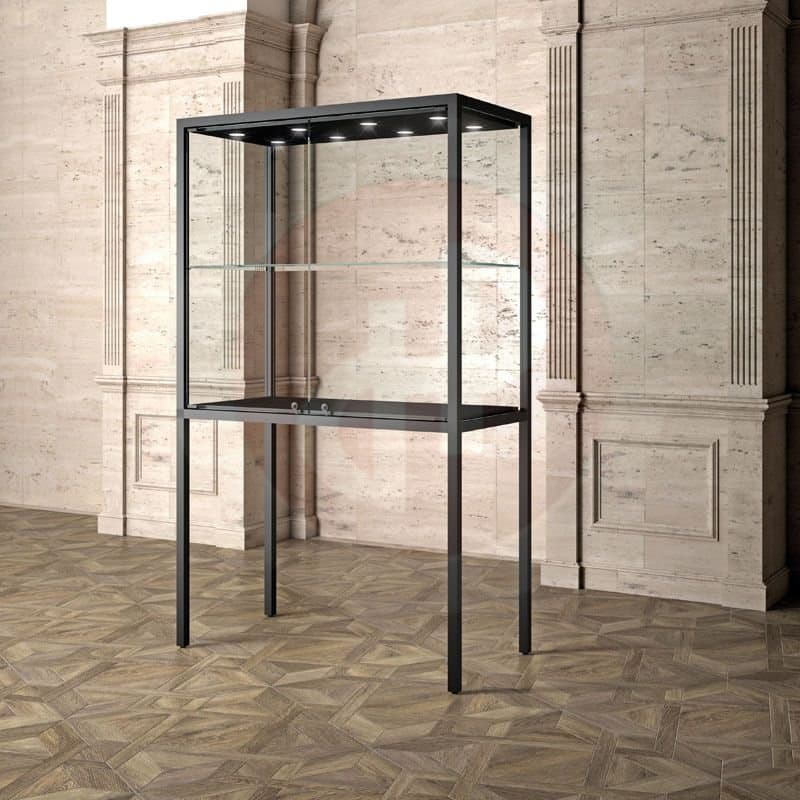 Focus display showcase with legs and top lights 120cm wide — image 1
