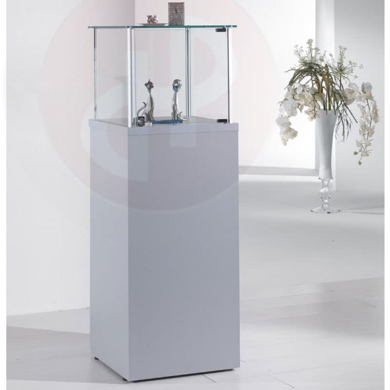 Gems glass display cabinet with solid base 135h x 45cm wide