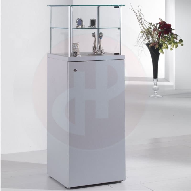 Gems glass display cabinet with storage base 135h x 45cm wide