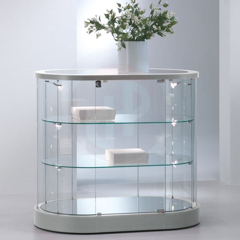 Curved 2 oval counter showcase 96cm wide