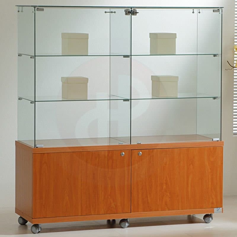 Vfm 140cm h all glass showcase with storage 117cm wide — image 1