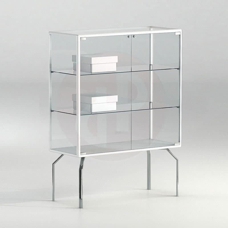 Leo showcase with chrome legs 120h x 91cm wide