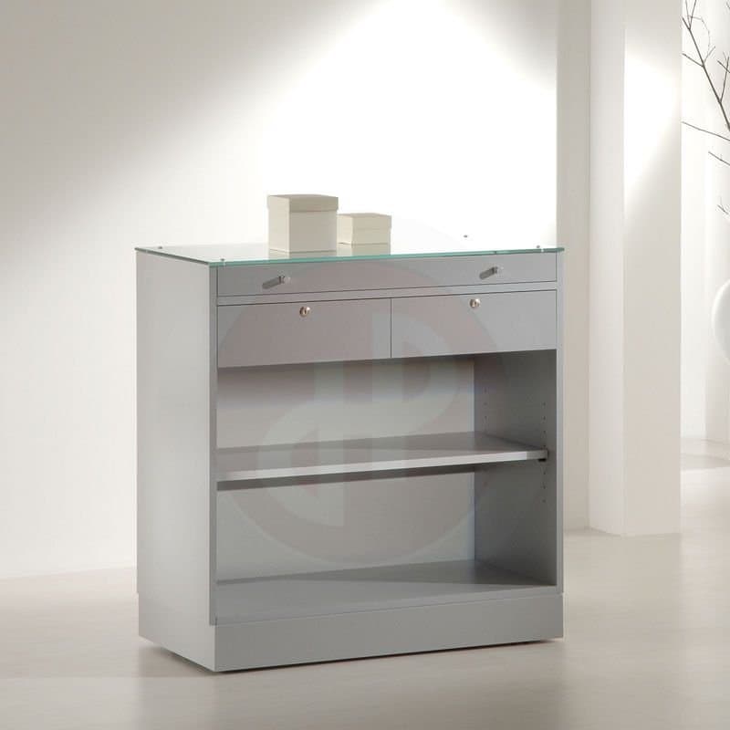 Aqua solid counter with glass pull out drawer 88cm wide — image 1