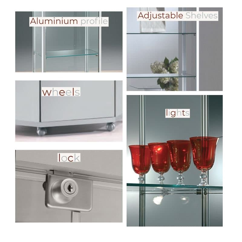 Gems tower corner showcase with storage 220 x 73cm wide