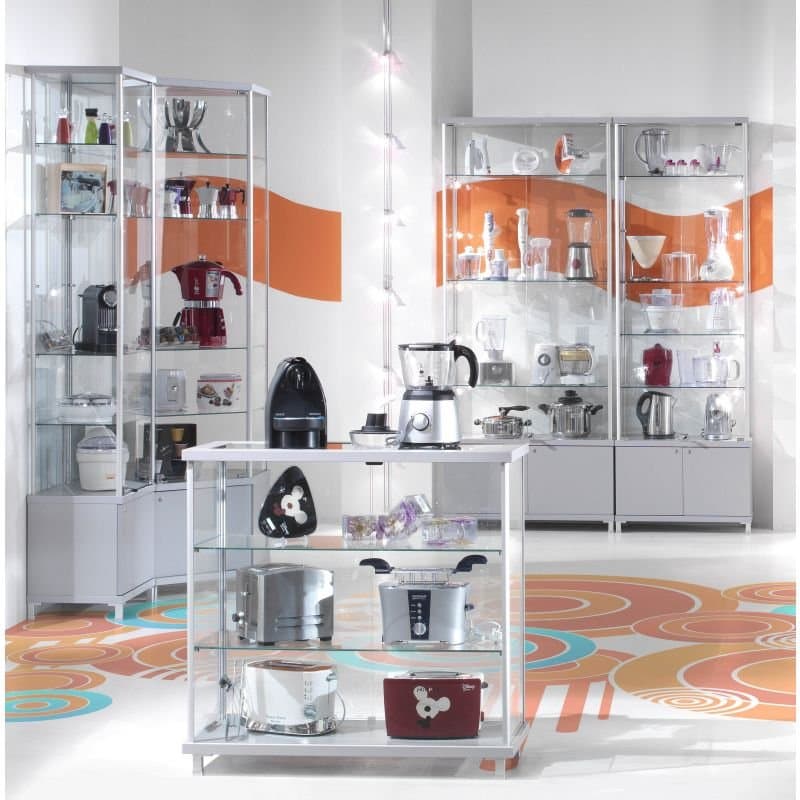 Gems corner tower showcase with adjustable shelves 73cm wide