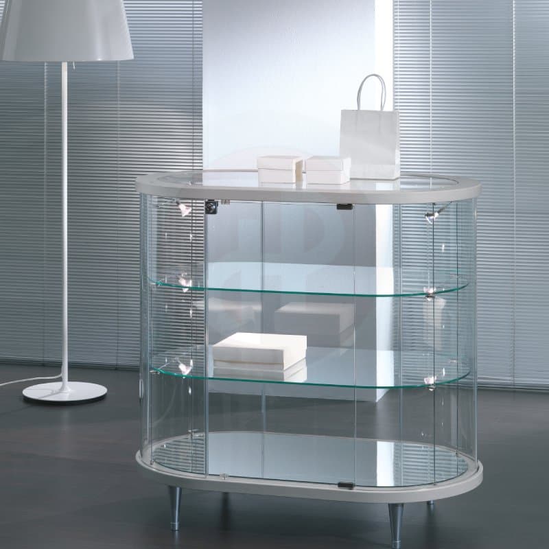 Curved 1 oval counter showcase 96cm wide