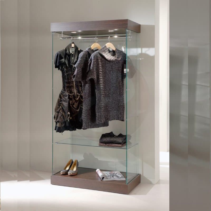 Aqua tower showcase with garment rail 73cm wide