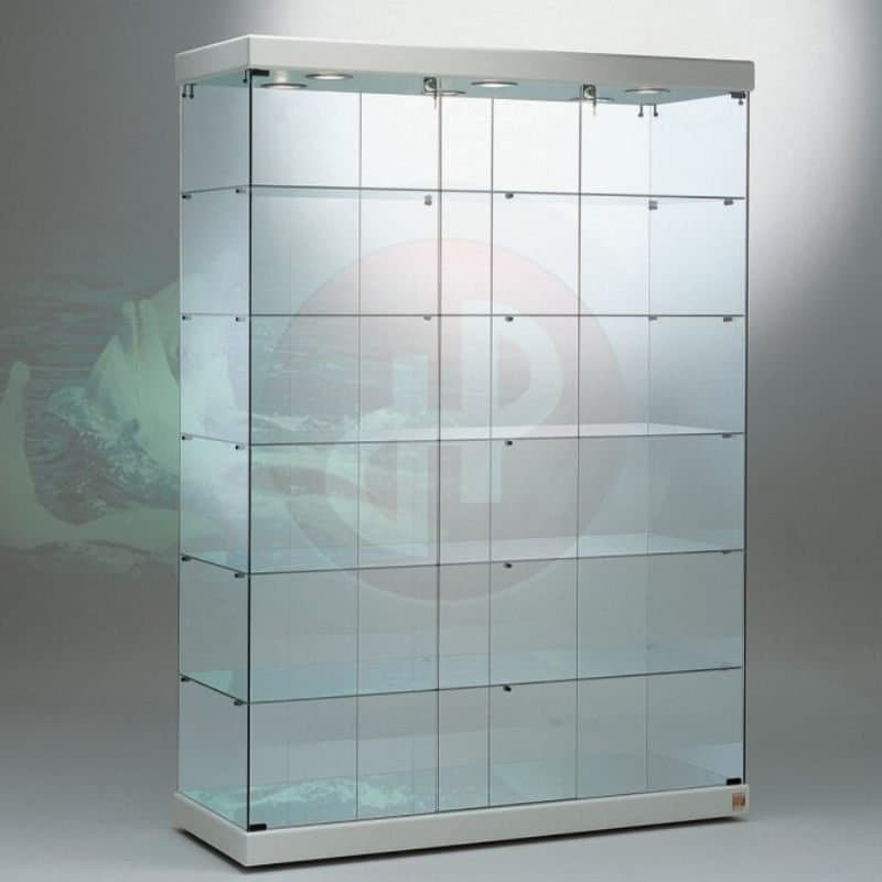 Fay tower framless display cabinet with top light 143cm wide — image 1