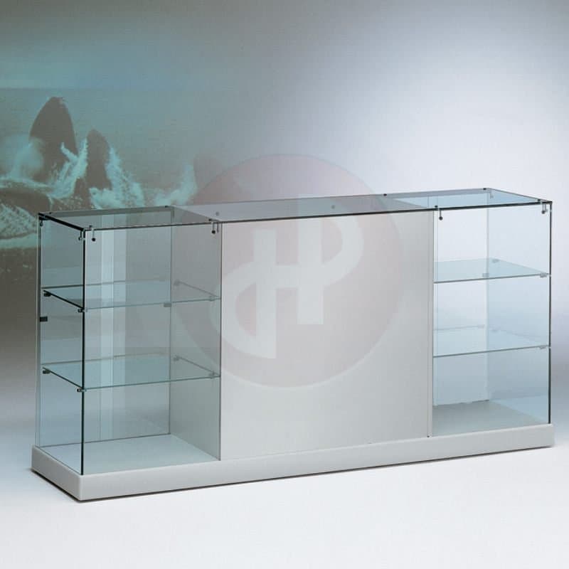 Fay glass with wood pull out drawer counter 183cm wide — image 1