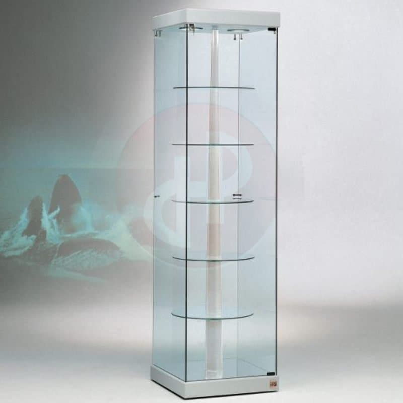Fay tower frameless revolving display cabinet with top lights 54cm wide