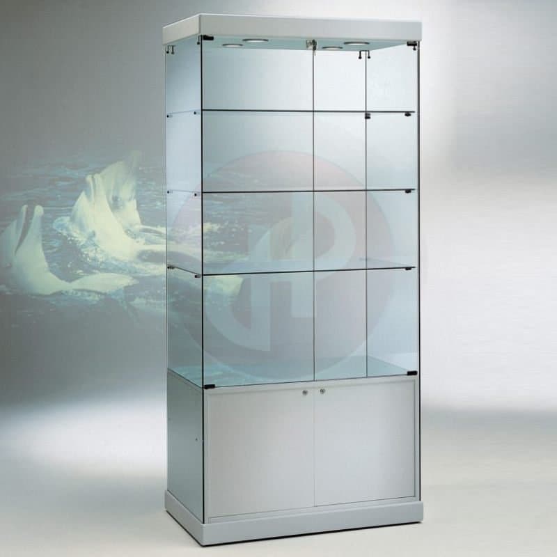 Fay tower framless glass display cabinet with storage base 93cm wide