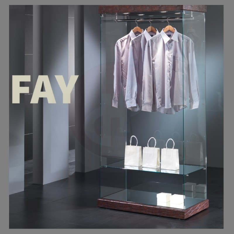 Fay tower framless display cabinet with top light 143cm wide — image 3