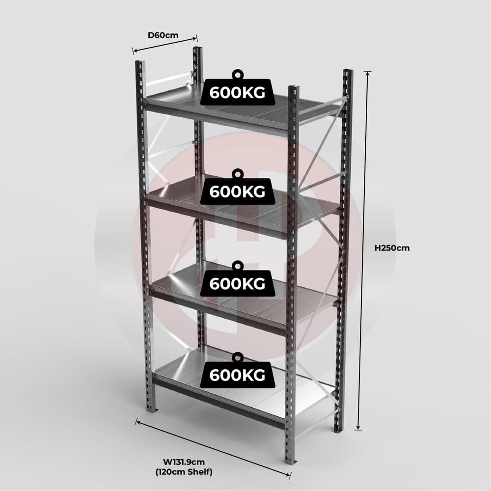 Mini Racking System 120 x 60 x 250cm H with 4 Galvanised Shelves