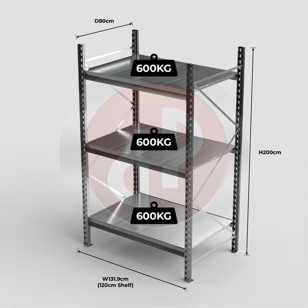 Mini Racking System 120 x 80 x 200cm H with 3 Galvanised Shelves