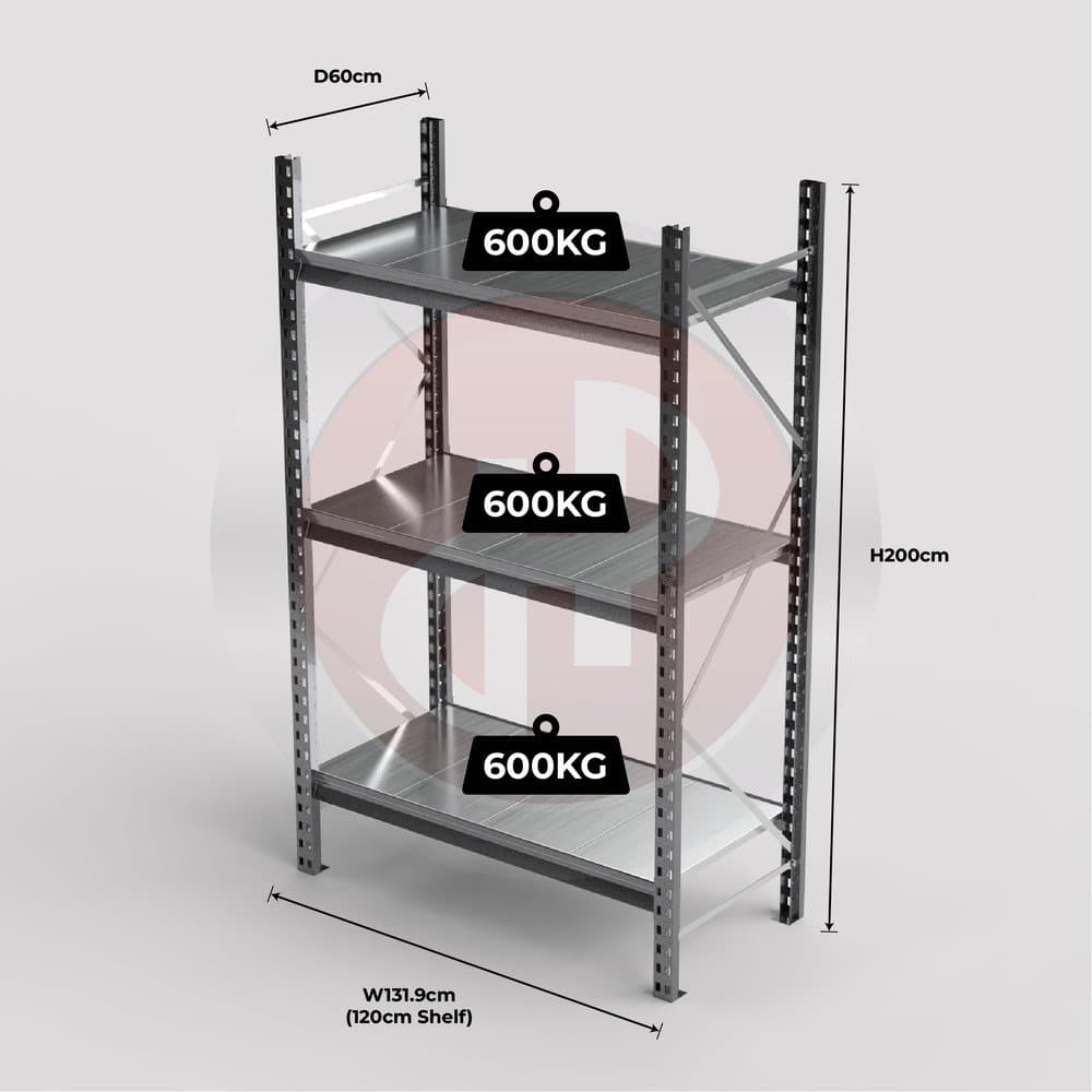 Mini Racking System 120 x 60 x 200cm H with 3 Galvanised Shelves — image 1