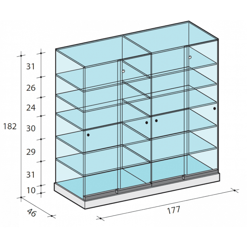 S9 base-nova tower showcase with glass top 177cm wide — image 2