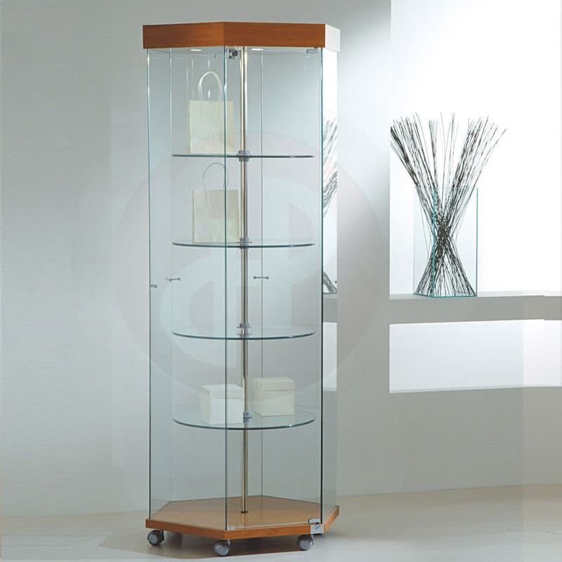 Vfm tower framless revolving showcase with top lights 74cm wide — image 1