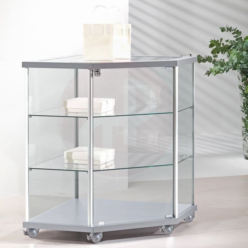 Gems retail corner display glass counter 73cm wide — image 1