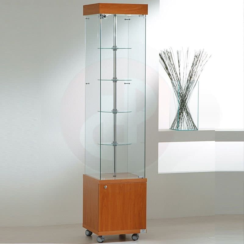 Vfm towe fremless revolving showcase with storage and top lights 40cm wide — image 1