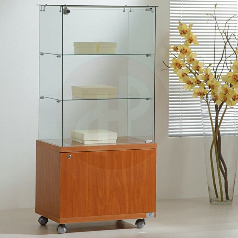 Vfm 140cm h all glass showcase with storage 60cm wide — image 1
