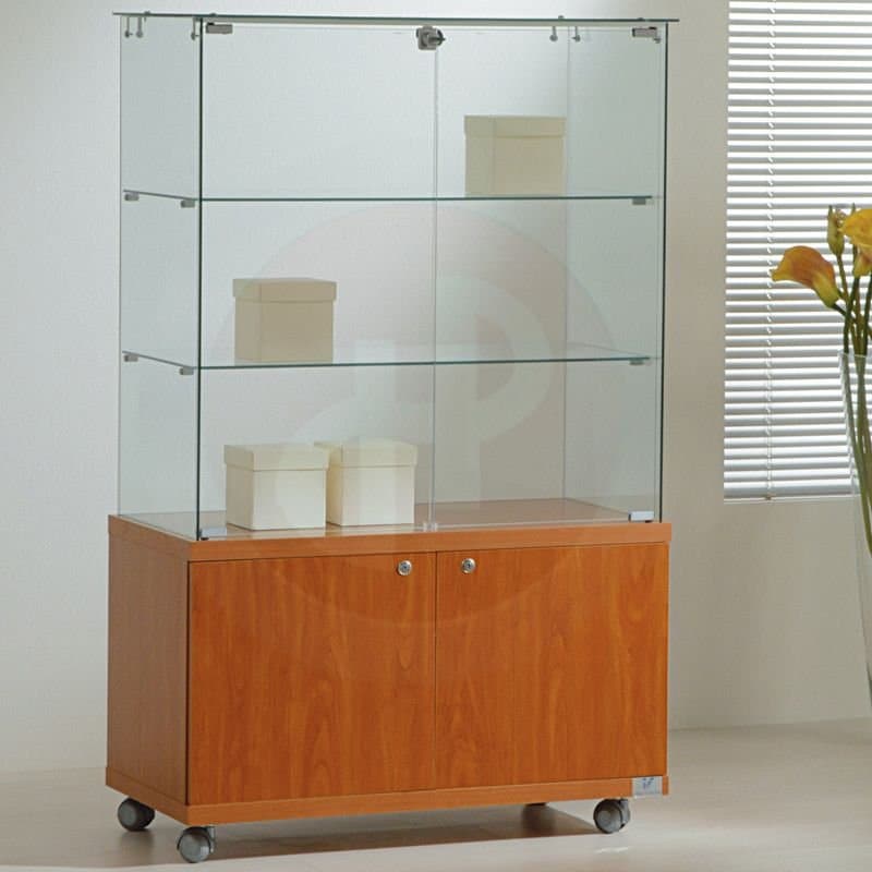 Vfm 140cm h all glass showcase with storage 80cm wide — image 1