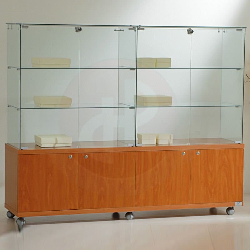 Vfm 140cm h all glass showcase with storage 157cm wide — image 1