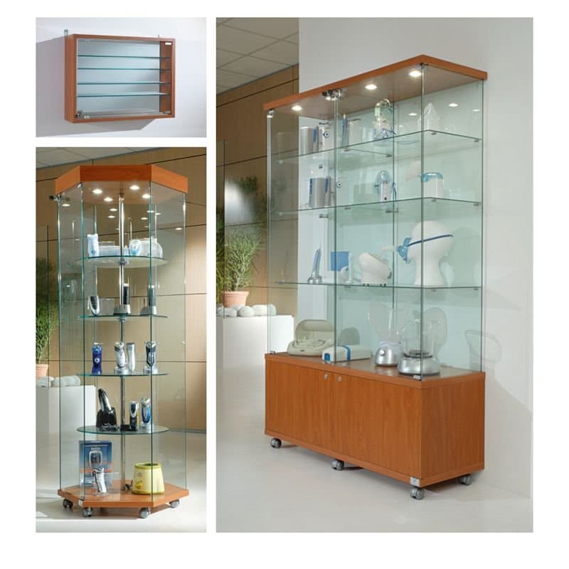 Vfm tower frameless part revoliving showcase with storage and top light 76cm wide — image 2