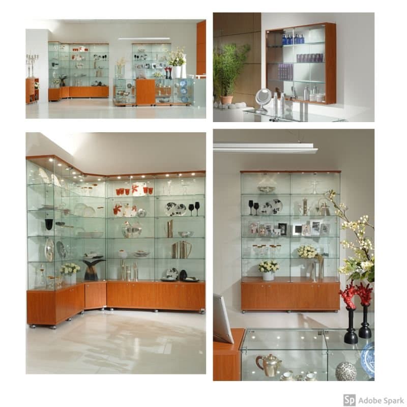 Vfm tower frameless part revoliving showcase with storage and top light 76cm wide — image 3