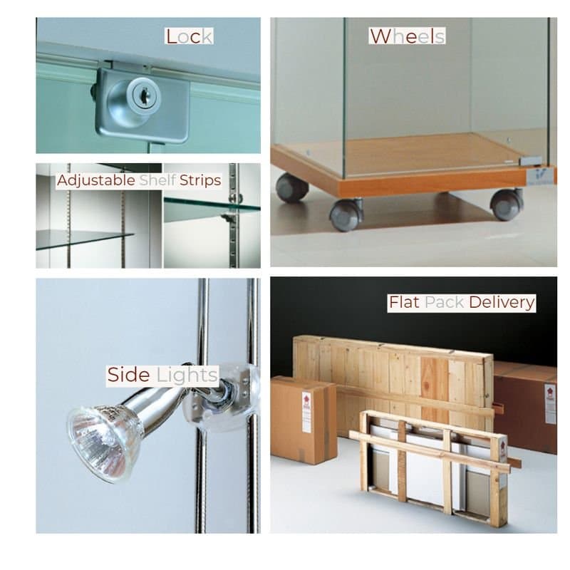 Vfm tower frameless part revoliving showcase with storage and top light 76cm wide — image 4
