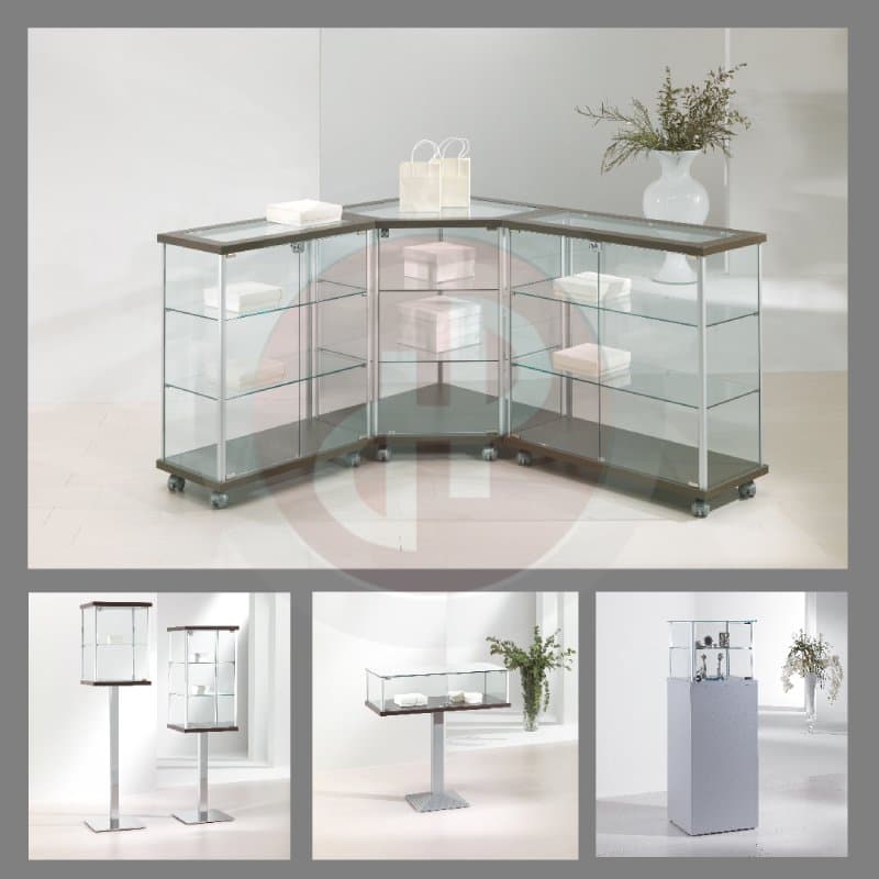 Gems retail corner display glass counter 73cm wide — image 4