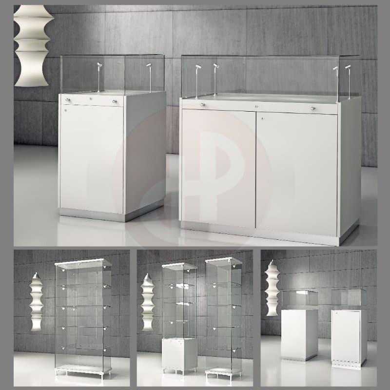 Quadram talll all glass showcase with side ligthts 45cm wide — image 3