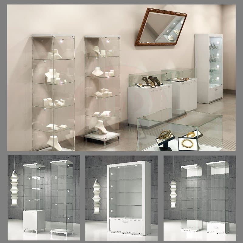 Quadram talll all glass showcase with side ligthts 45cm wide — image 4