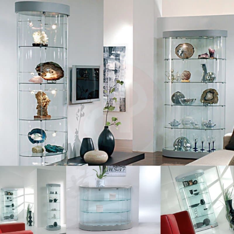 Curved 2 tall round glass showcase 70cm diameter — image 2