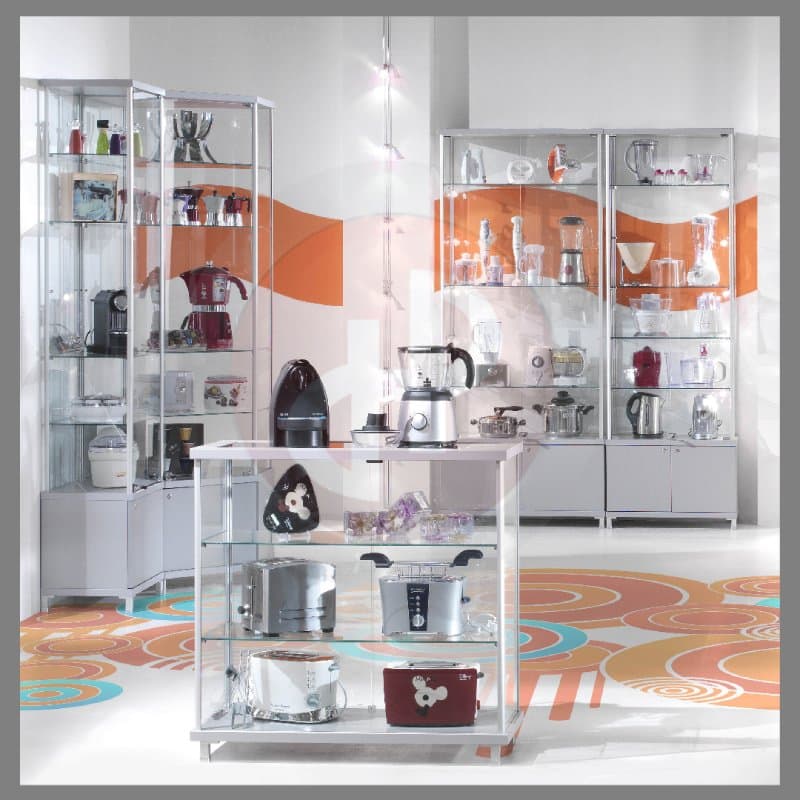 Gems retail corner display glass counter 73cm wide — image 2