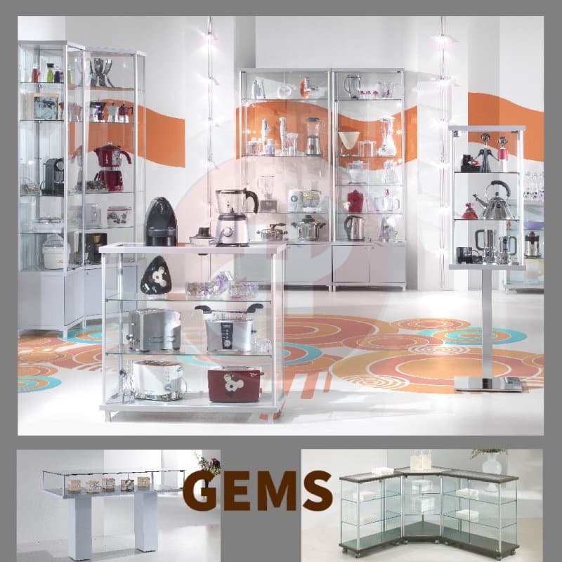 Gems retail corner display glass counter 73cm wide — image 3