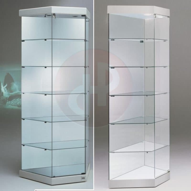 Fay tower framless half hexigonal display cabinet with mirror back 93 cm wide — image 1