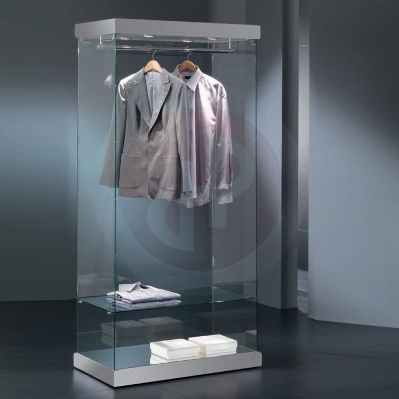 Fay tower framless glass display cabinet with rail 93cm wide — image 1