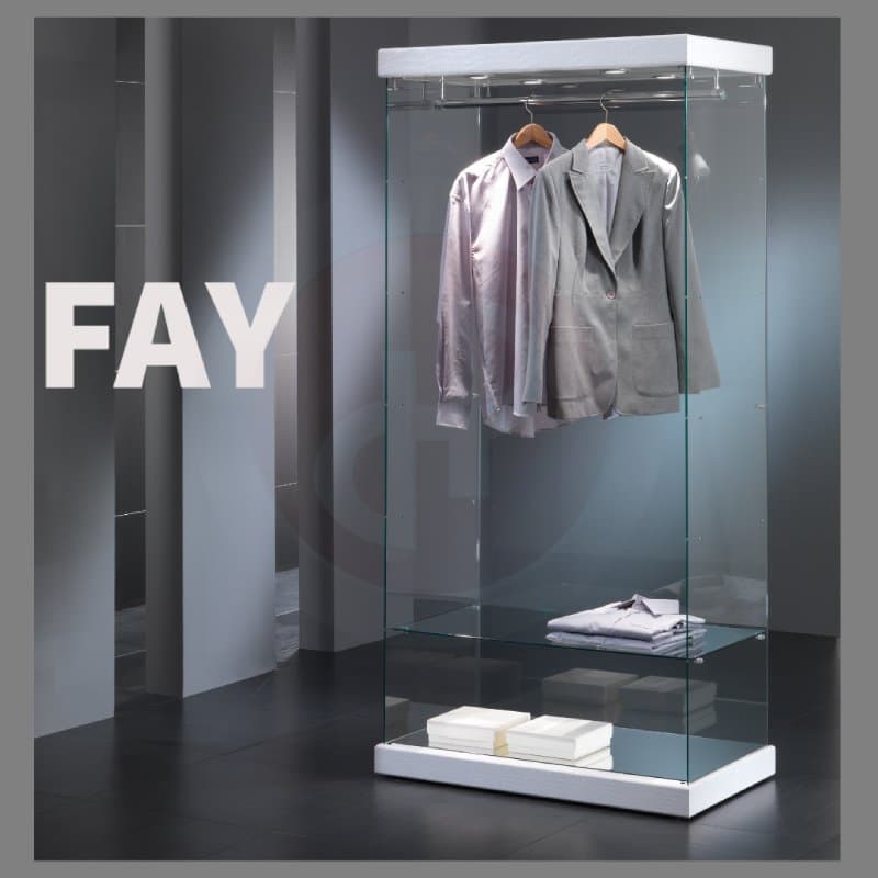 Fay tower frameless twin revolving display cabinet with top lights 143cm wide — image 3
