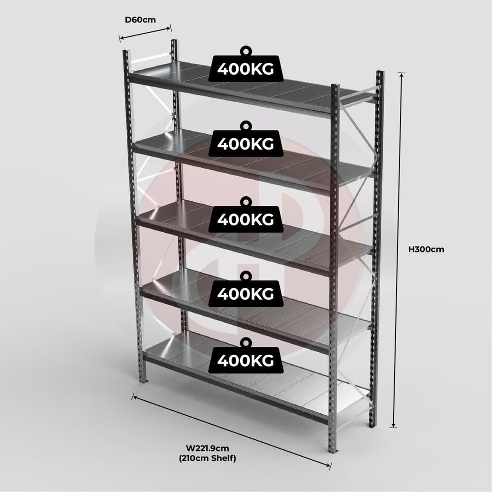 Mini Racking System 210 x 60 x 300cm H with 5 Galvanised Shelves — image 1