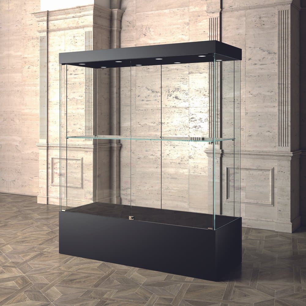 Museum display showcase with 1 adjustable shelf and 6 top lights 100cm wide — image 1