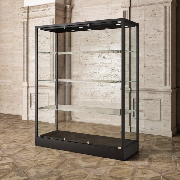 Museum display showcase with 3 shelves and 10 top lights 160cm wide — image 1