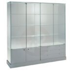 Aqua tower showcase with storage base 142cm wide