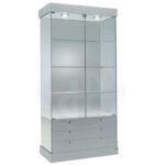 Aqua tower showcase with storage and top lights 93cm wide