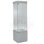 Aqua tower showcase with storage and top lights 53cm wide