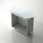 Aqua solid retail counter with glass top 150cm wide