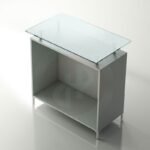 Aqua solid retail counter with glass top 100cm wide 60 depth