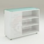 Aqua solid retail counter with glass top 100cm wide