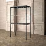 Focus display showcase with legs and top lights 120cm wide